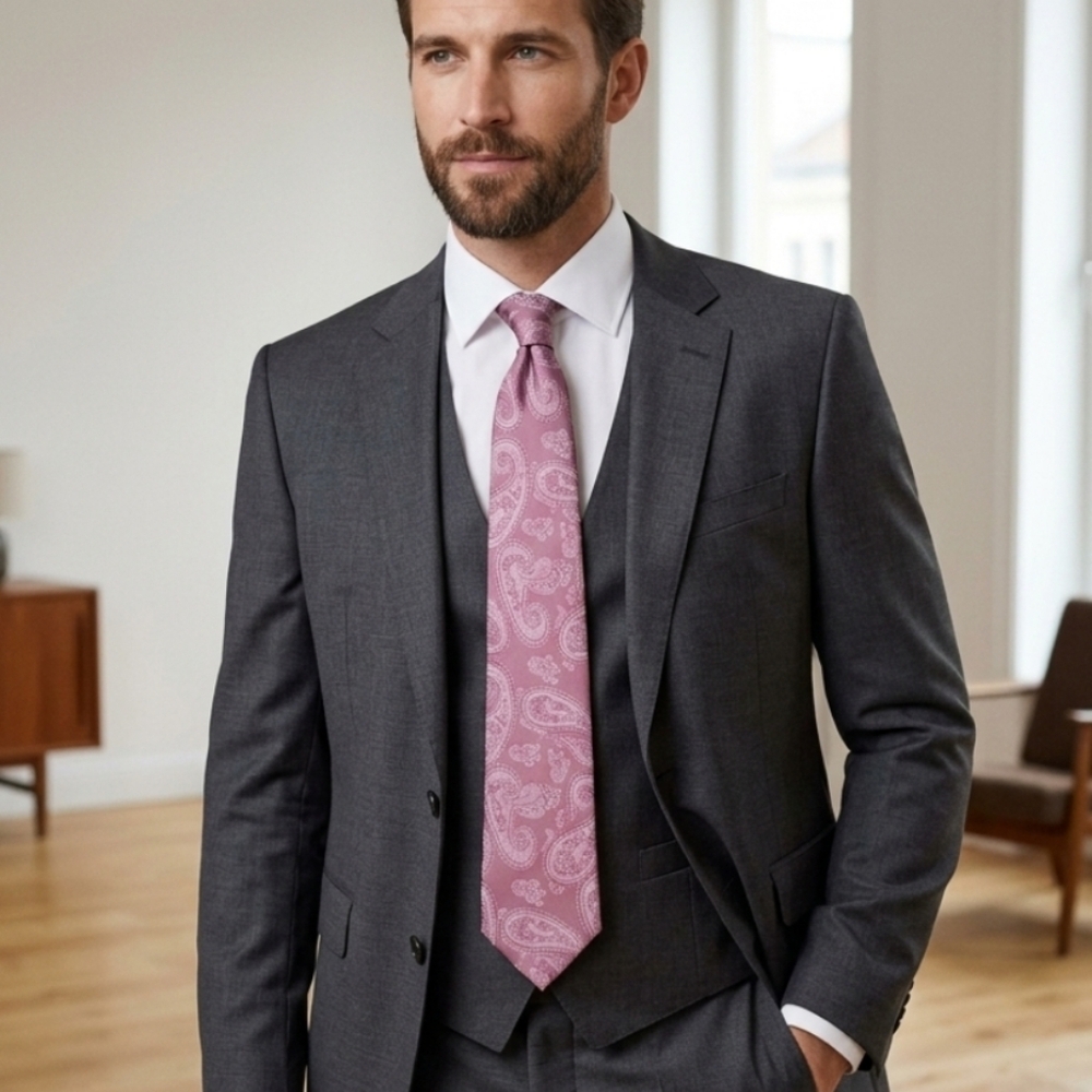 Hugo Boss Paisley Tie in Rich Purple - Like New